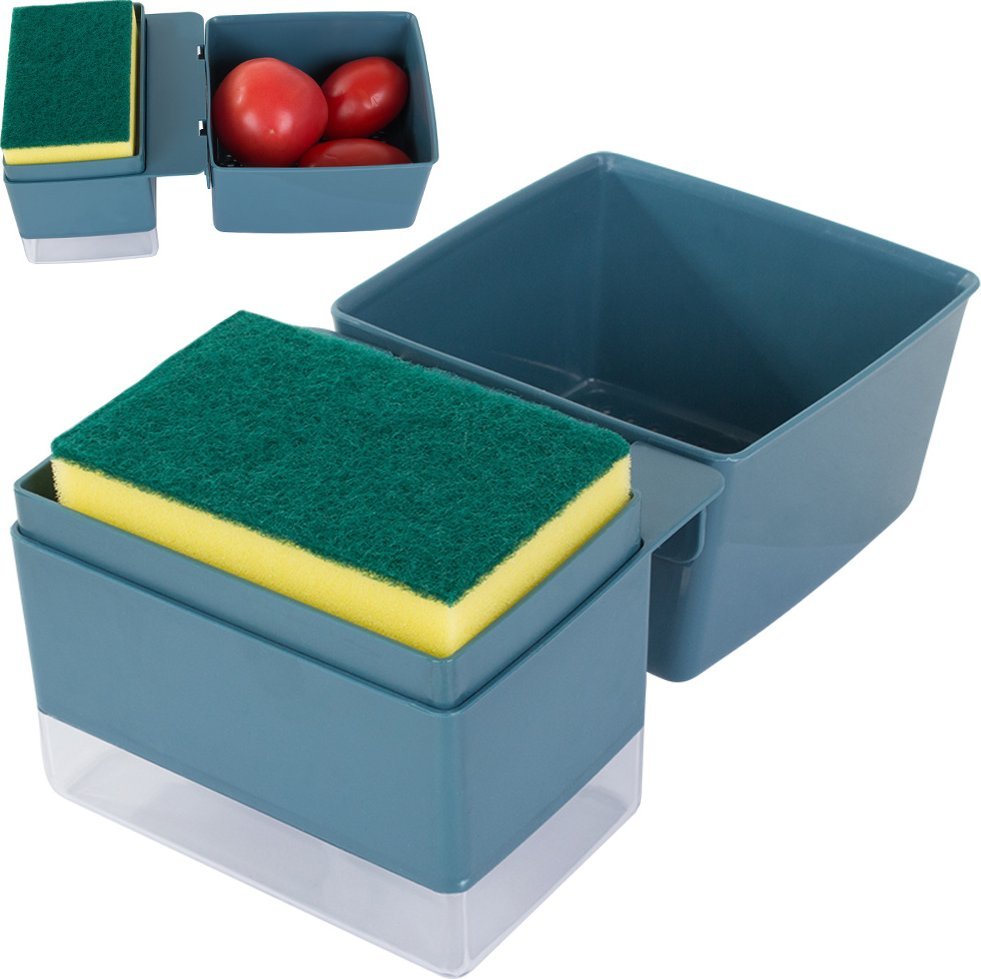 Verk Dozownik na płyn do naczyń pojemnik gąbka ociekacz Dozownik na płyn do naczyń pojemnik gąbka ociekacz