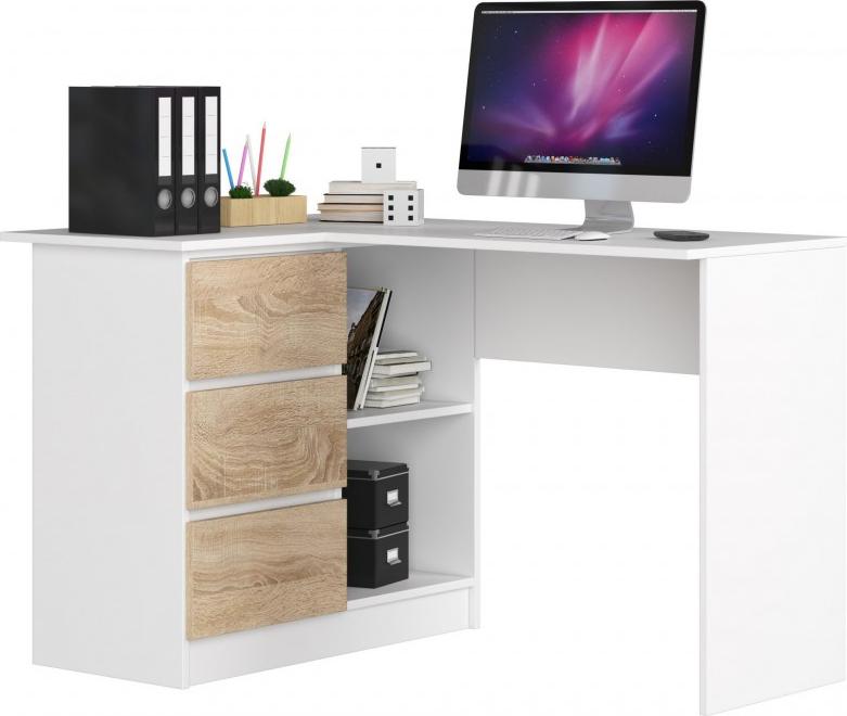 Biurko Fabryka Mebli Akord B16 Dąb Sonoma i biel 124 cm x 85 cm