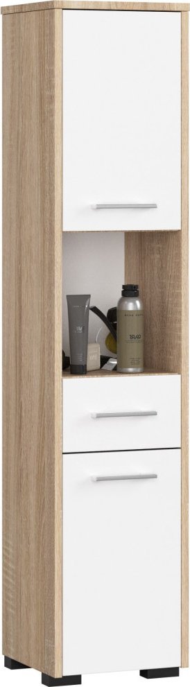 Fabryka Mebli Akord SŁUPEK REGAŁ ŁAZIENKOWY FIN 2D 1SZ 1W SONOMA / BIAŁY