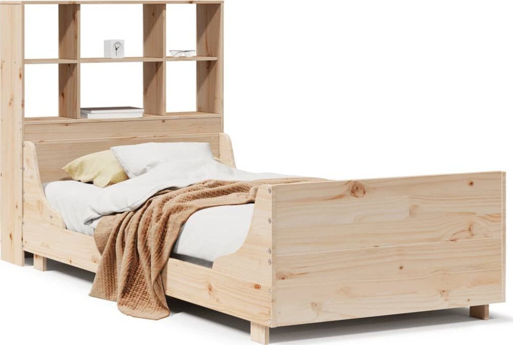 vidaXL Łóżko z regałem, bez materaca, 75x190 cm, lite drewno