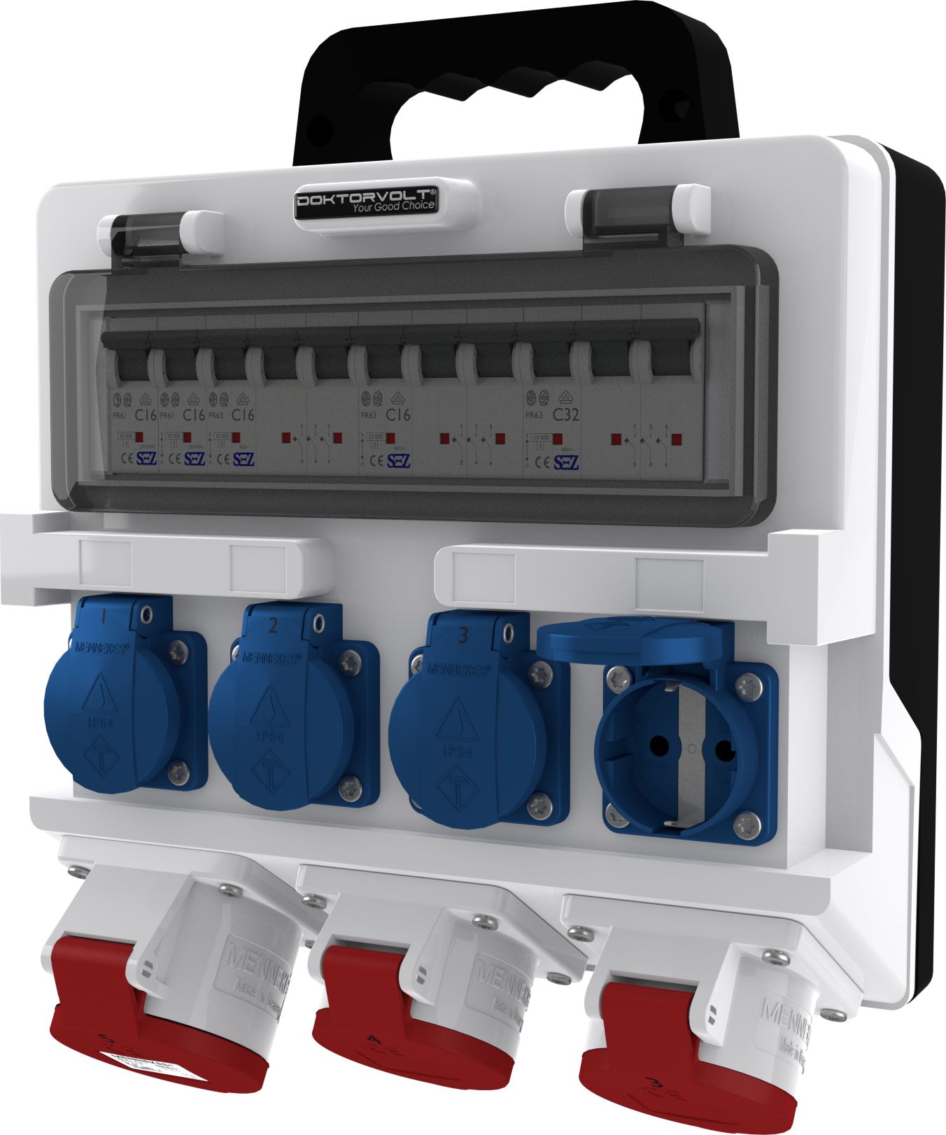 Doktorvolt Rozdzielnica budowlana TR-S 32A 2x16A 4x230V Schuko Mennekes Doktorvolt 2926