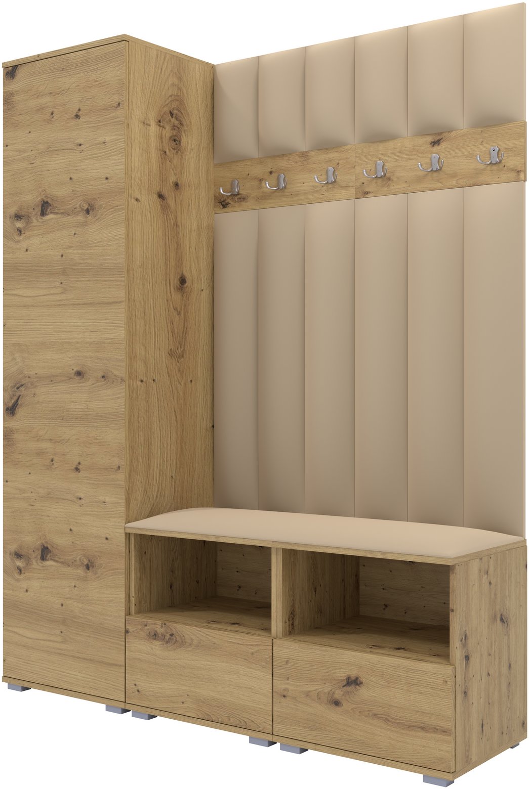 Tapicerowana garderoba Nela II LUX - kolor dąb artisan + tkanina Trinity 04