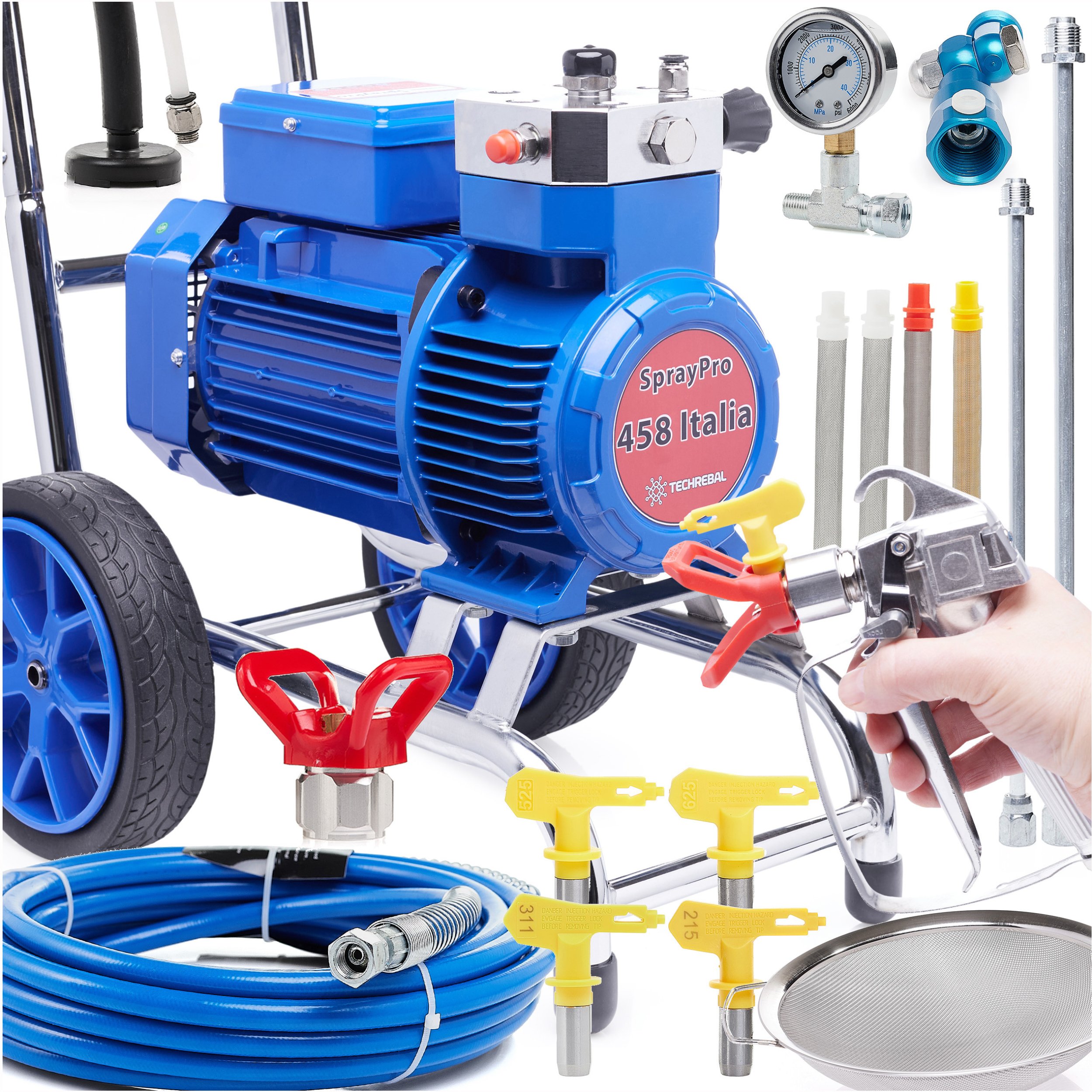 Mocny Agregat Malarski 4500W 28L/min Wąż 15M 4x Dysza 4x Filtr 2x Lanca Sito