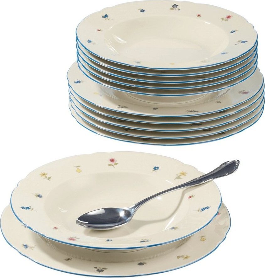 Serwis obiadowy z porcelany dla 6 osób beżowy - Seltmann