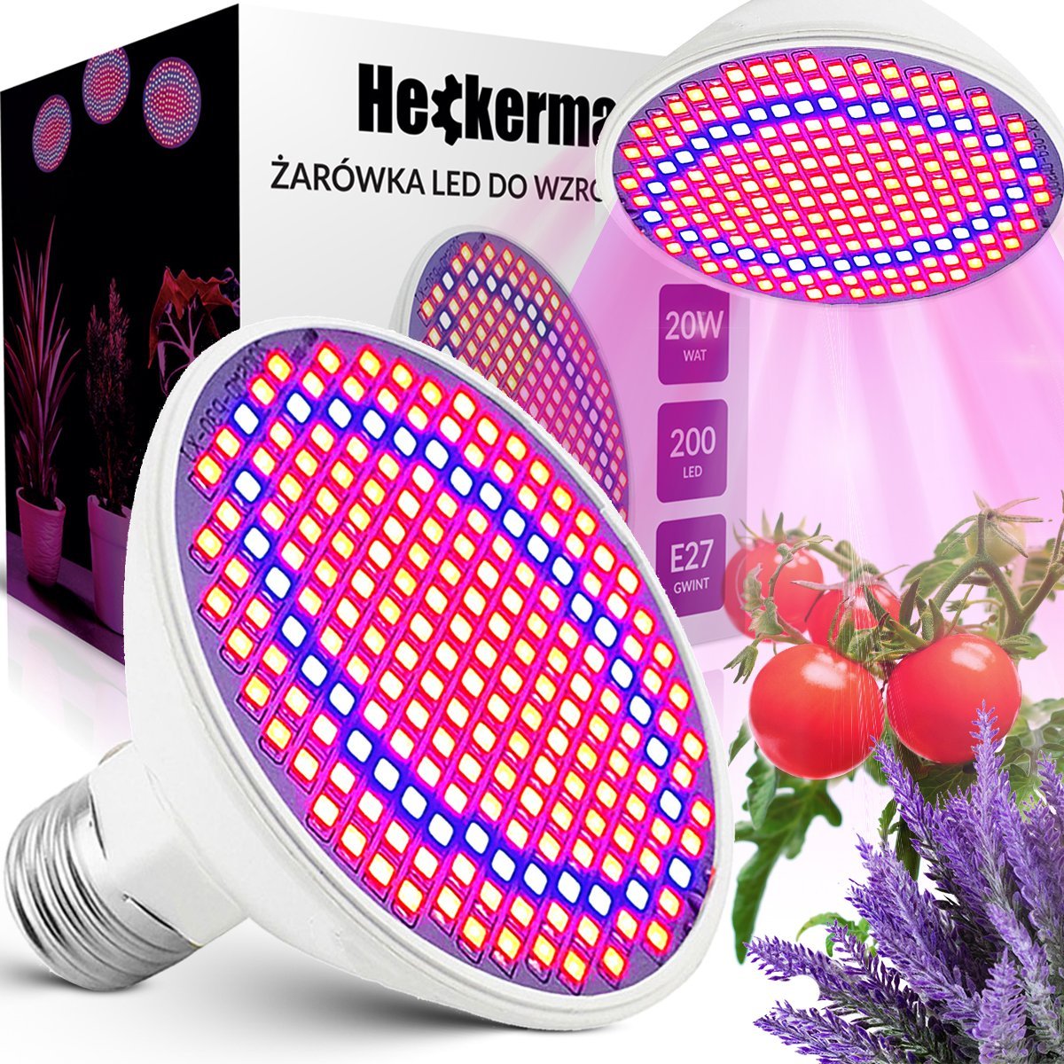 Heckermann Żarówka LED plant Heckermann 200LED 18WLED - 20W