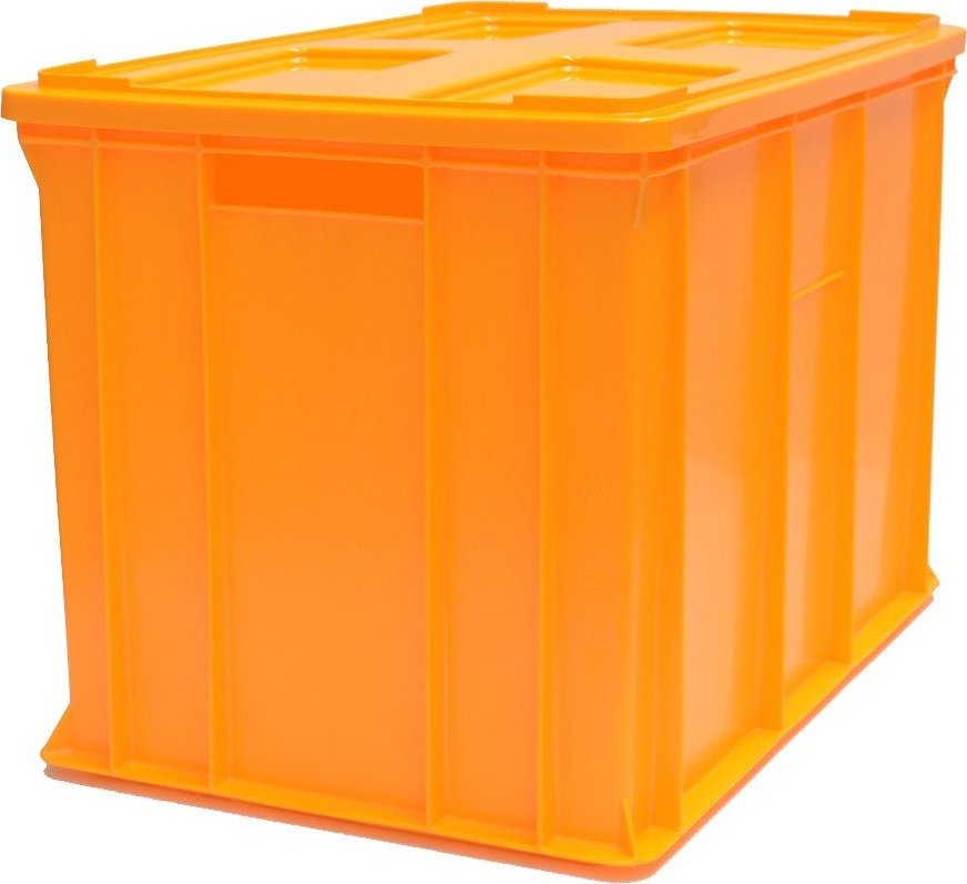 Artech Pojemnik transportowy EURO 410 z pokrywą, dno i ścianki pełne wym. 600 x 400 x 410 mm (kolor: żółty)