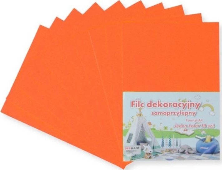 Interdruk Filc A4 samoprzylepny pomarańczowy 20x30cm 10szt