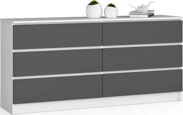Elior Nowoczesna komoda z szufladami biały + grafit - Olin 3X