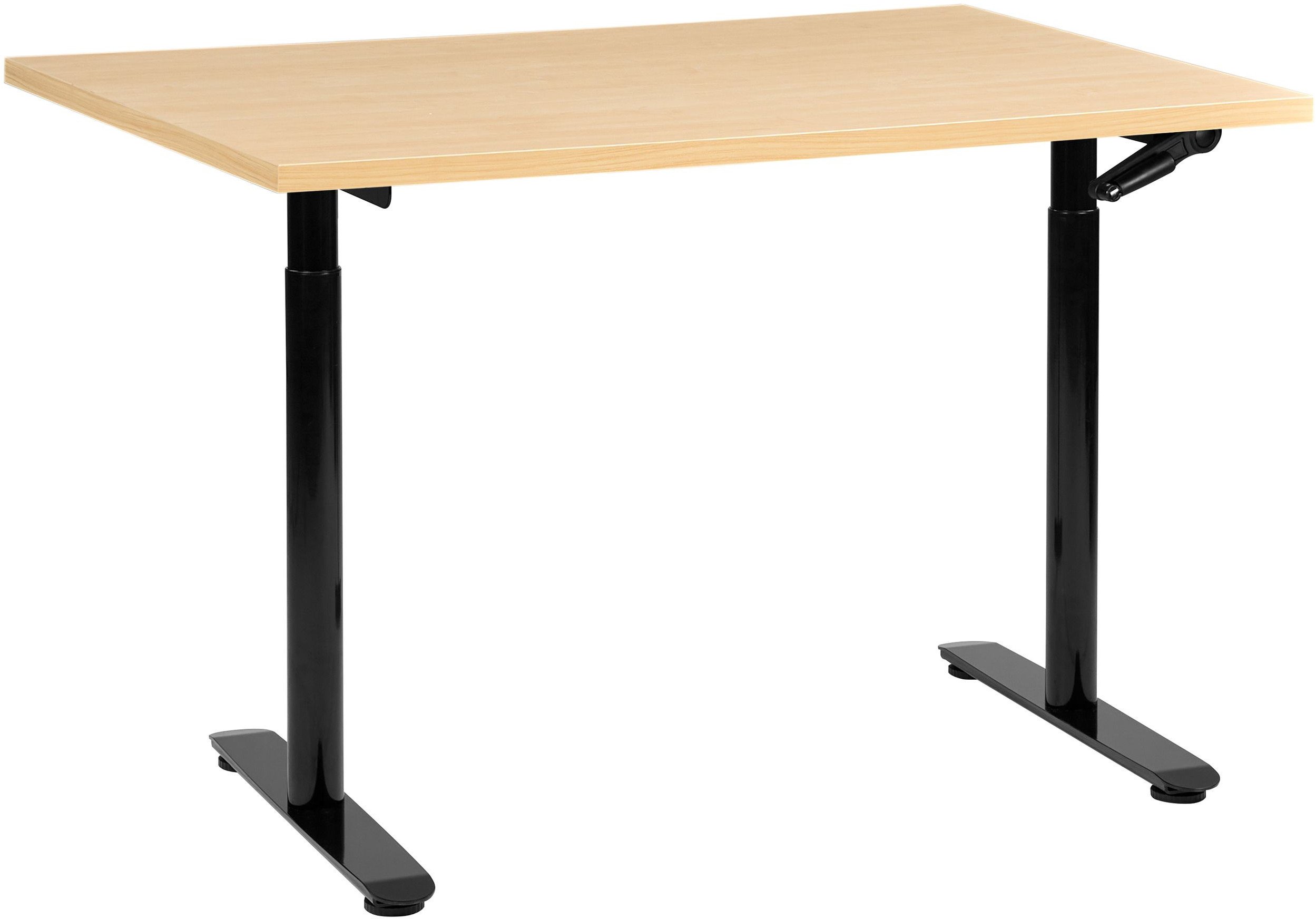 Biurko regulowane manualnie DESTINAS Czarny/ jasny brąz 120 cm 60 cm