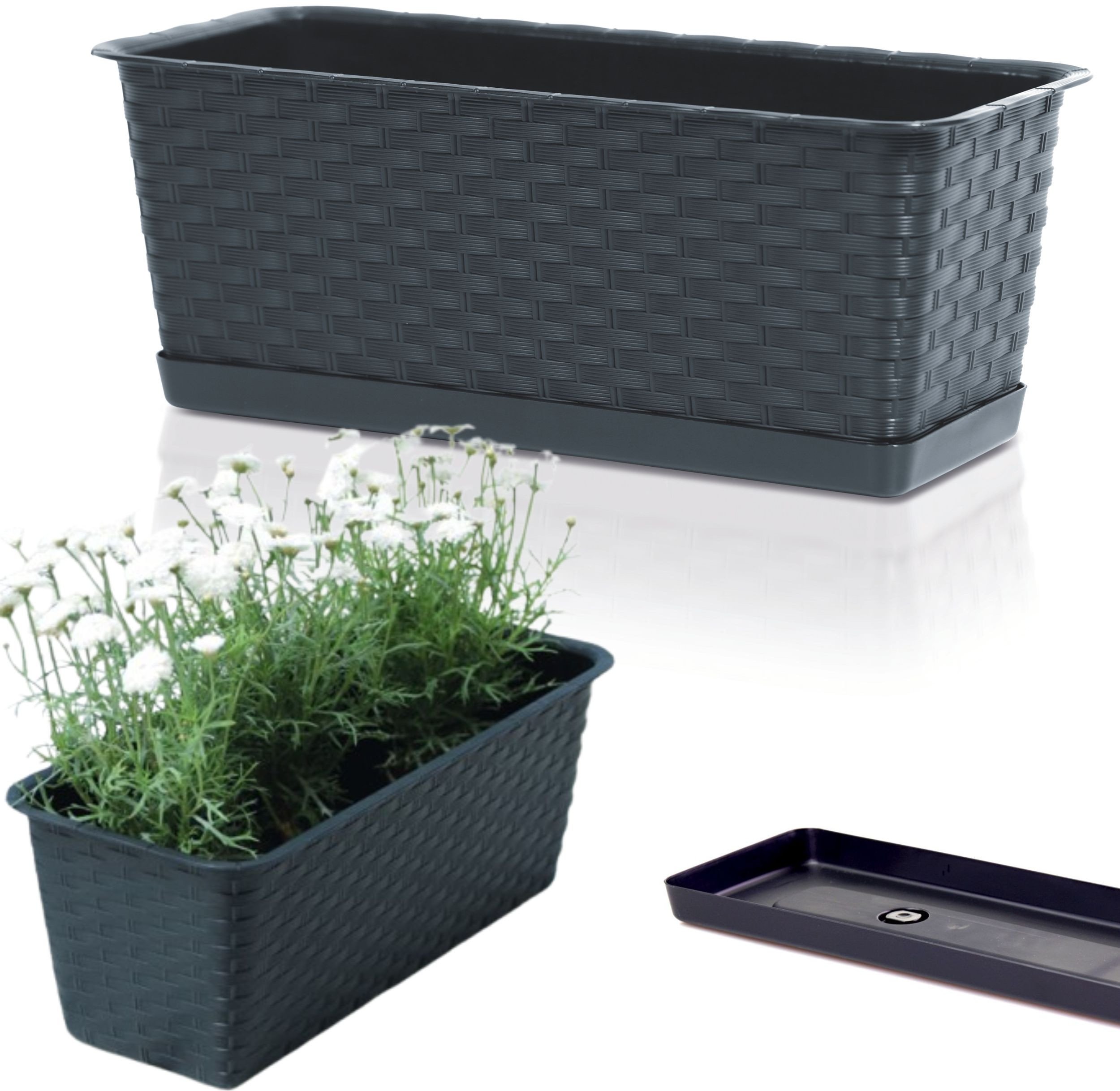 Skrzynka balkonowa Ratolla z podstawką ISR400P Doniczka prostokątna