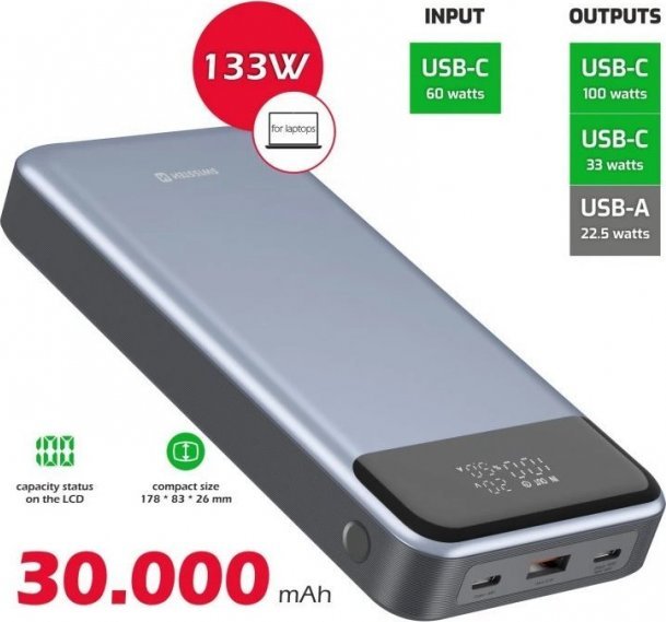 Swissten Power Bank 133W 30000 mAh