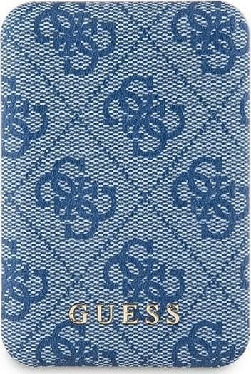 Powerbank Guess Guess Powerbank indukcyjny 15W GUPB5FP4EMGB 5000mAh niebieski/blue 4G Leather Metal Logo MagSafe