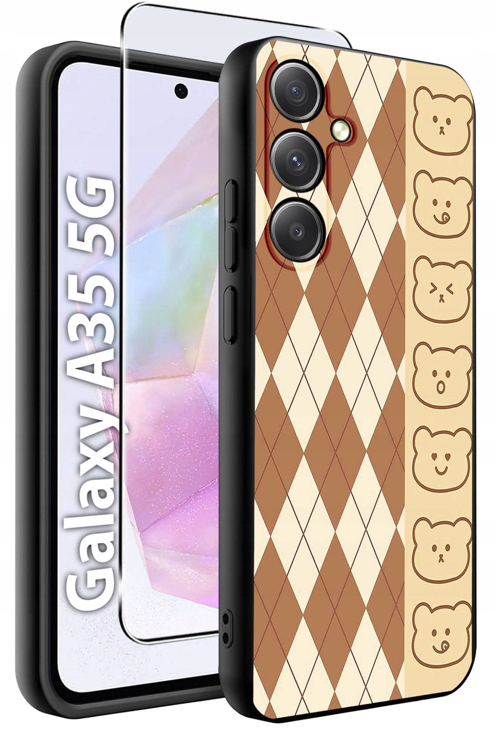 ETUI do Samsung A35 5G WZORY | SILIKONOWE MATT CASE + SZKŁO HARTOWANE 9H