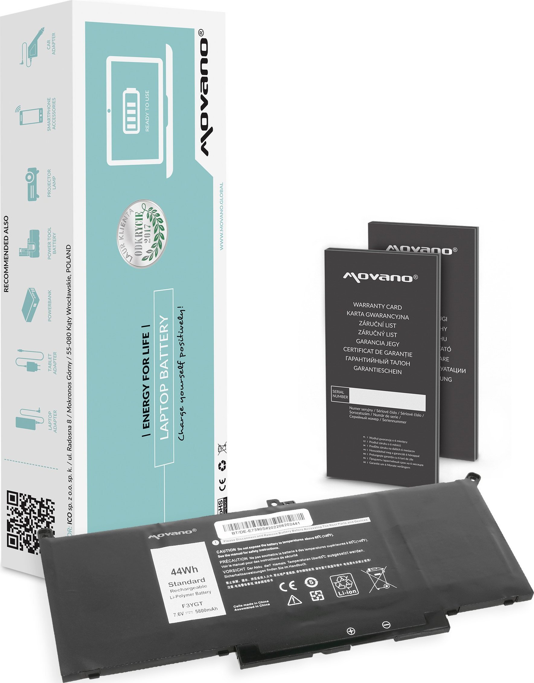 Bateria Movano Bateria MYJ96 do Dell Latitude 7290 7390 7490