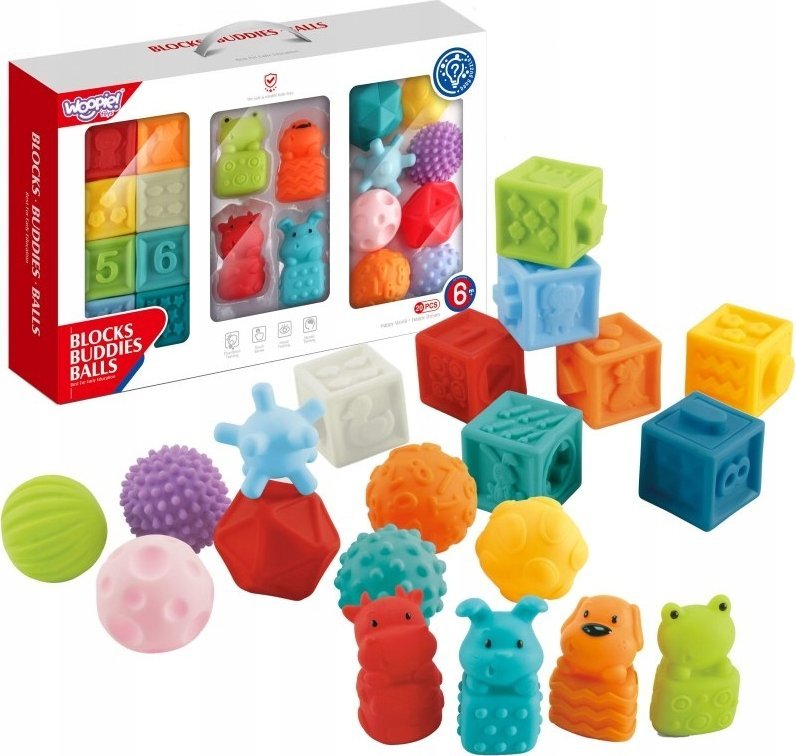 ML WOOPIE BABY Sensory Puzzles Squeeze Puzzle Sound Learning to Count 20 el.
