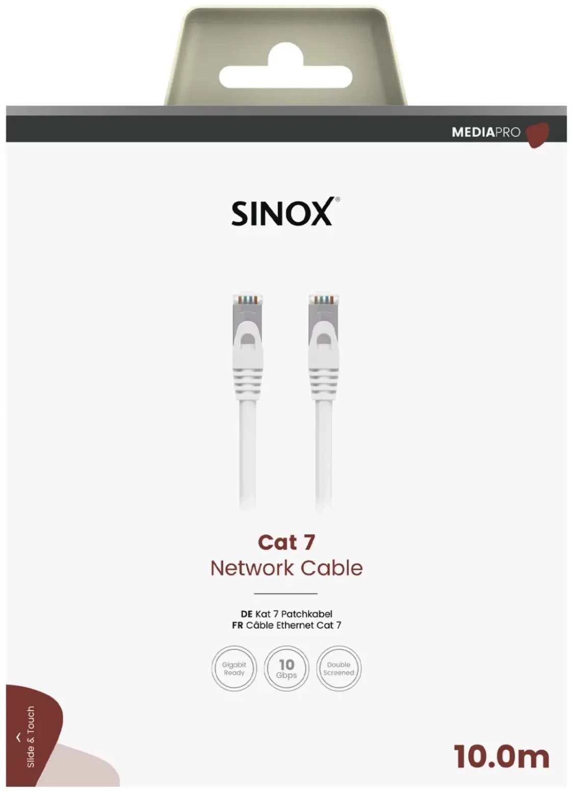 Sinox PRO S-FTP Cat7 netværkskabel. 10m. Hvid