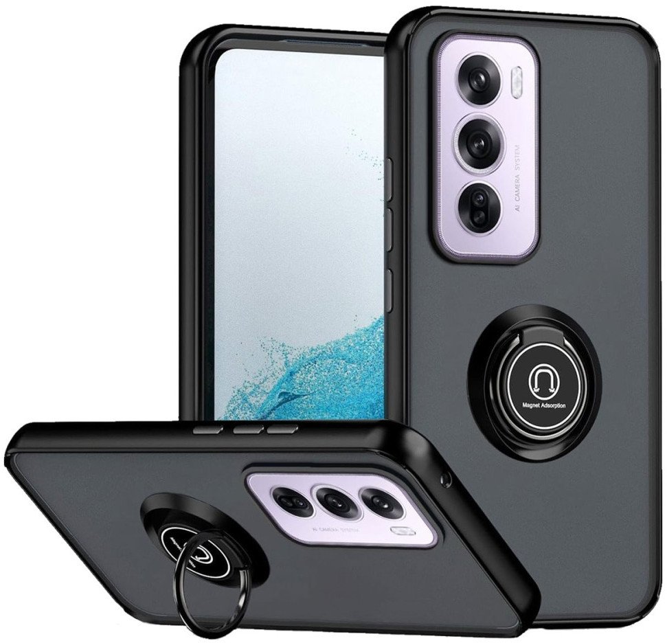 Etui Supero Hybrid Ring z podstawką do Oppo Reno 12 Pro, czarne