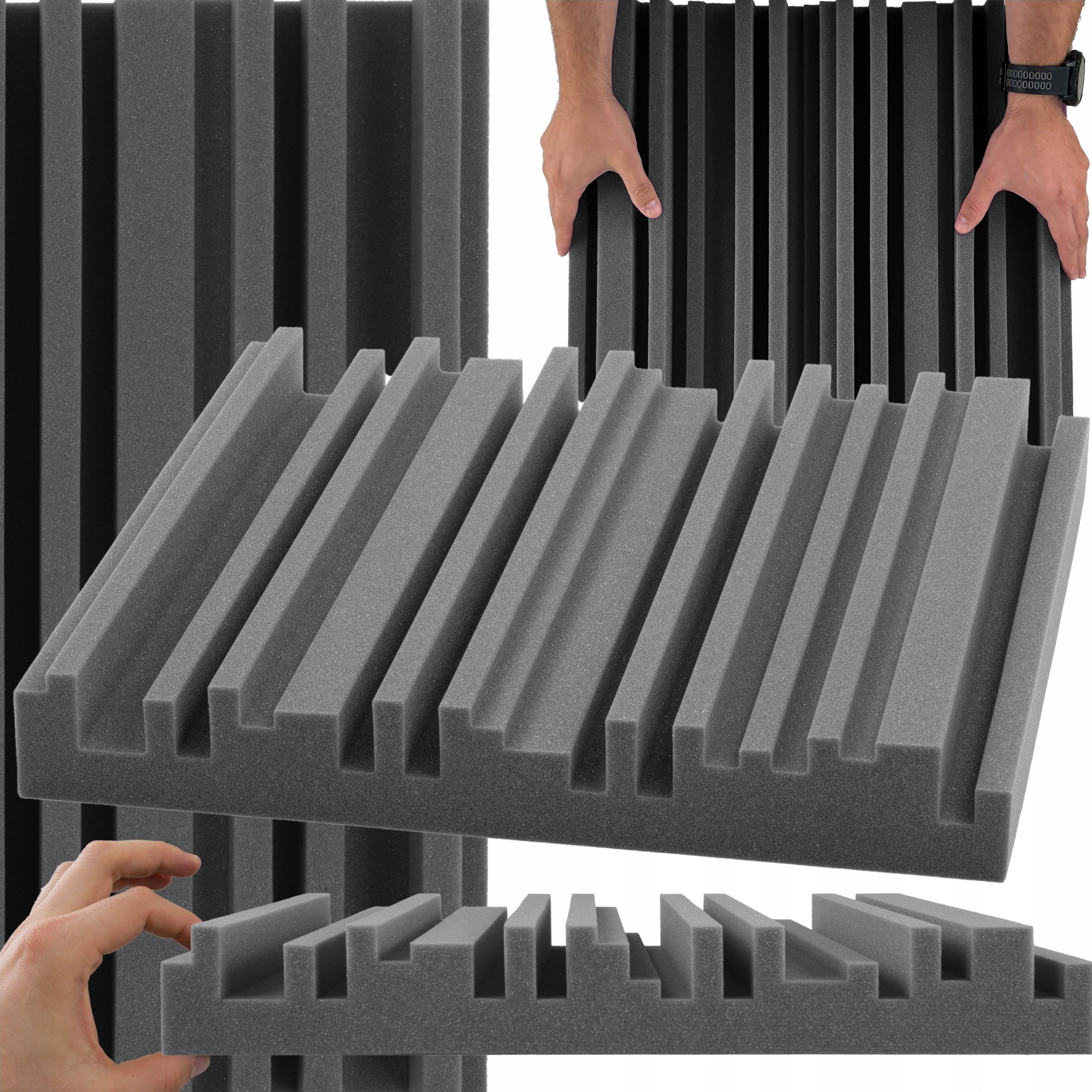 Szare pianki akustyczne na ścianę EQUALIZER 7 cm do redukcji echo 1m2