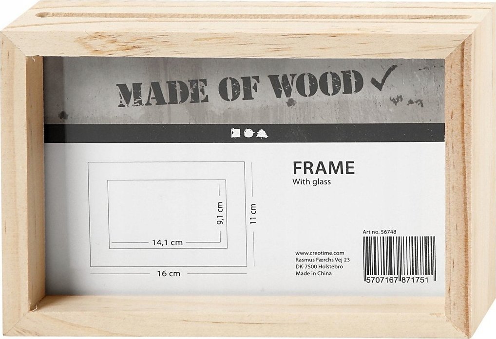 Drewniana Ramka z 2 Szybkami 16x11 cm