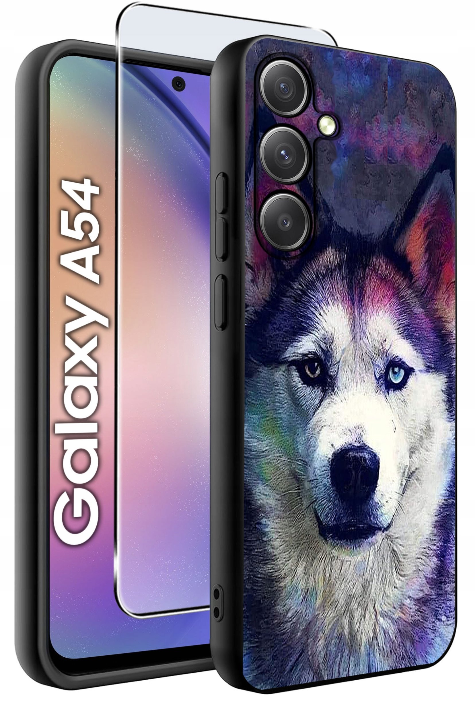 ETUI do Samsung A54 5G WZORY | SILIKONOWE MATT CASE + SZKŁO 9H