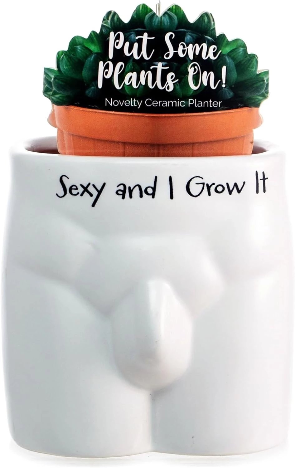 Odważna Doniczka w kształcie Męskiej Sylwetki z napisem Sexy and I Grow It