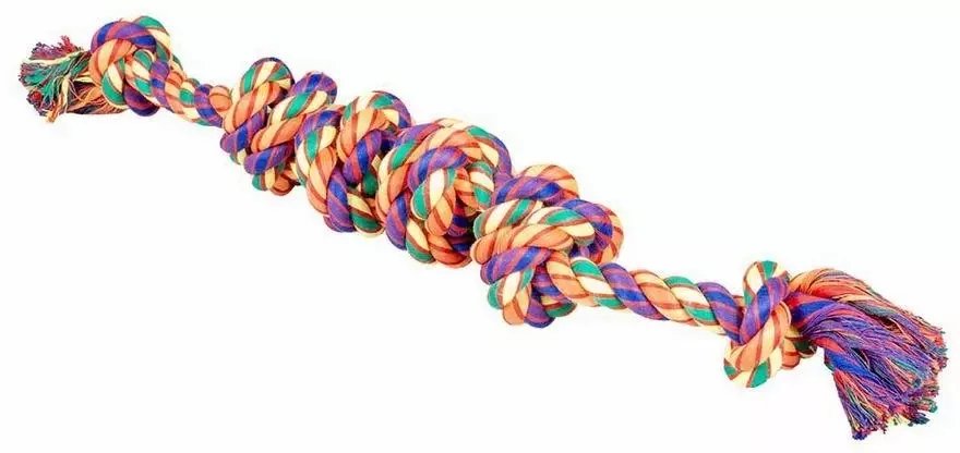 Duvo+ Zabawka sznurkowa z 2 węzłami i supłami, multikolor 58x7x7cm