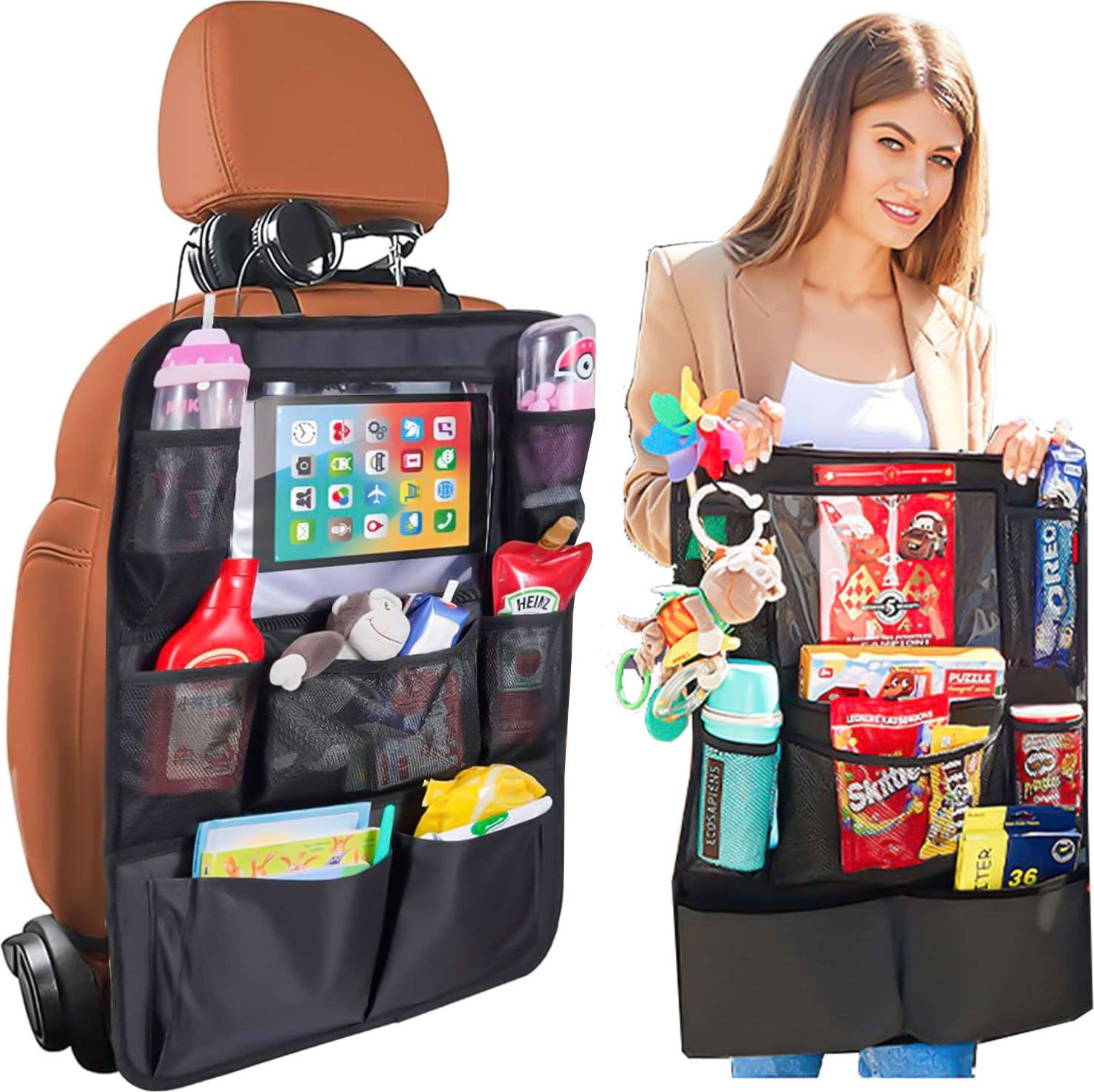 Alogy Organizer samochodowy do auta na fotel tył oparcie siedzenie samochodu ochraniacz Alogy na tablet Czarny