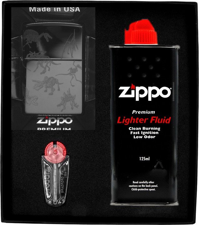 Zestaw ZIPPO Zapalniczka DINOSAUR SKELETONS DESIGN Prezentowy No1