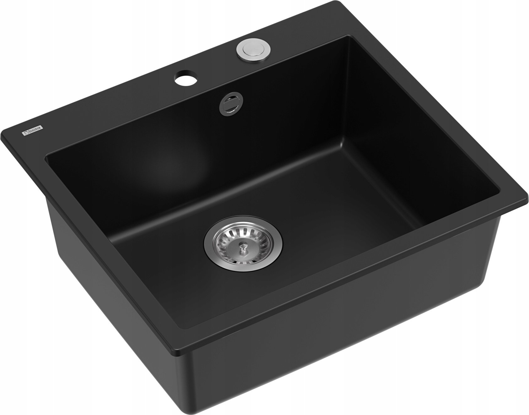 Zlewozmywak GraniteQ MORGAN 110 zlewozmywak pure carbon z syfonem Push To Open stal szlachetna 1-komorowy b/o + zaczepy 4 szt