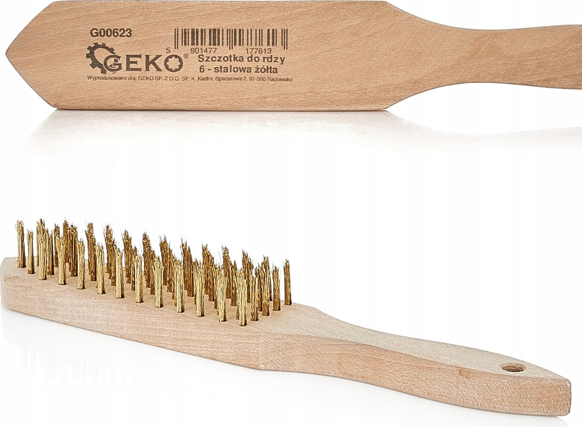Geko Szczotka do rdzy druciana żółta 6 rzędów drewno (30/120)