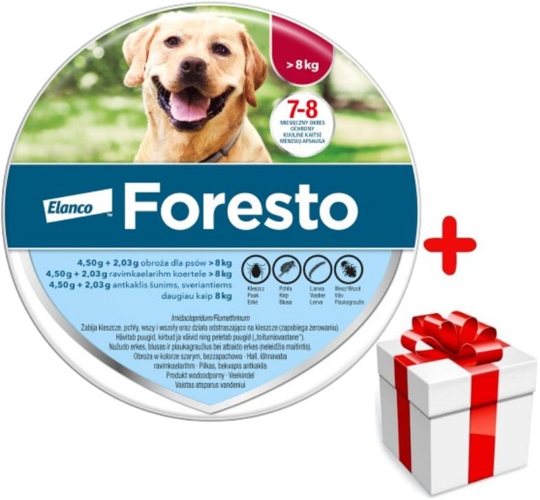 Elacno Foresto Obroża przeciw kleszczom i pchłom dla psów powyżej 8kg + NIESPODZIANKA DLA PSA GRATIS !!