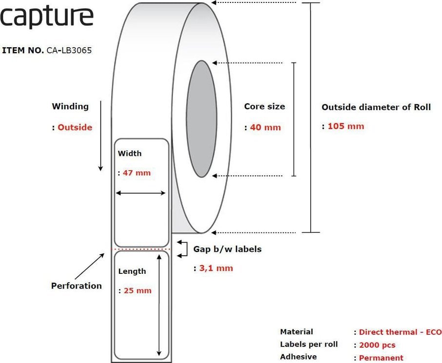 Capture Label 47x25, Core 40,