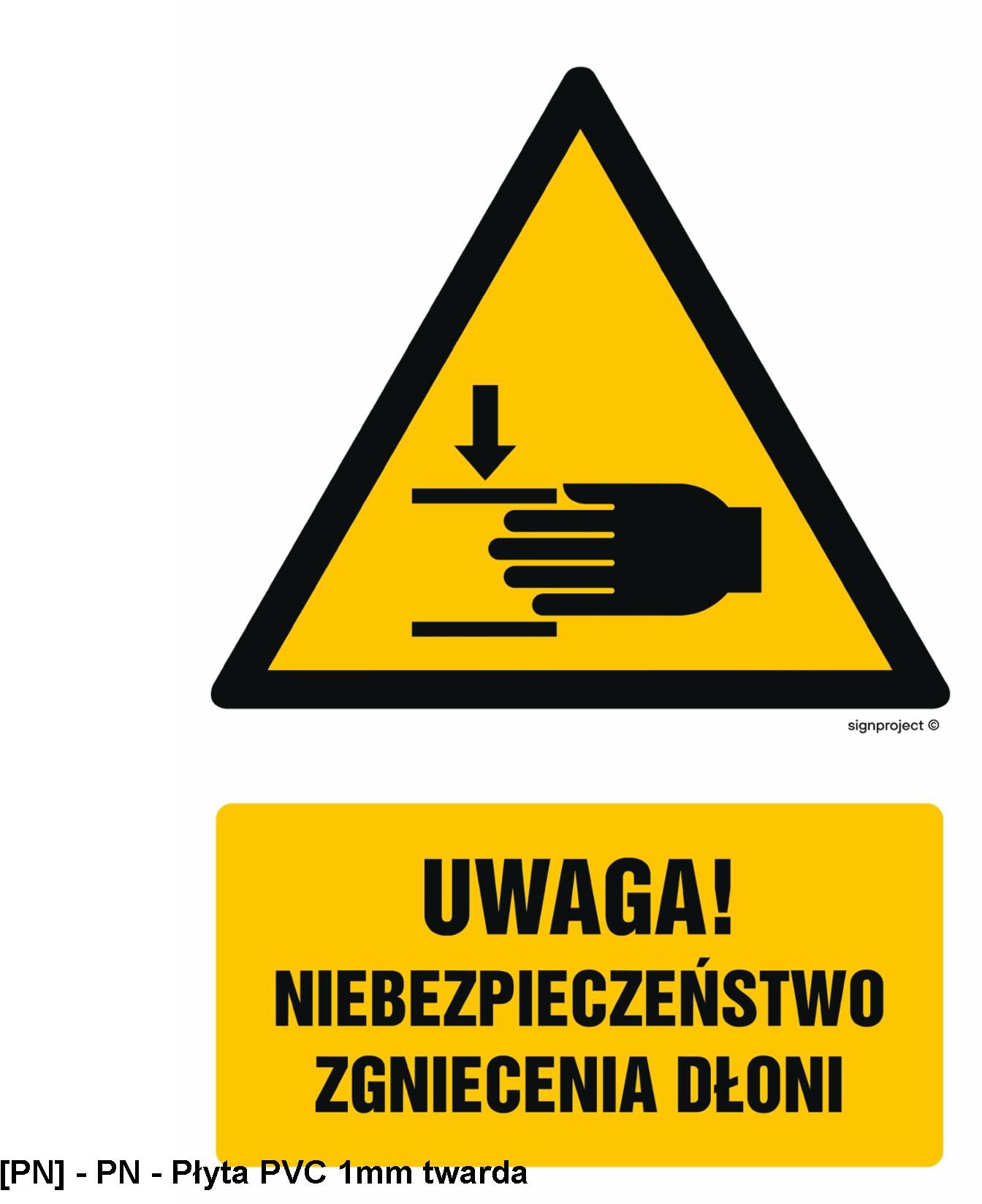 GF039 - Uwaga! Niebezpieczeństwo zgniecenia dłoni 300x450