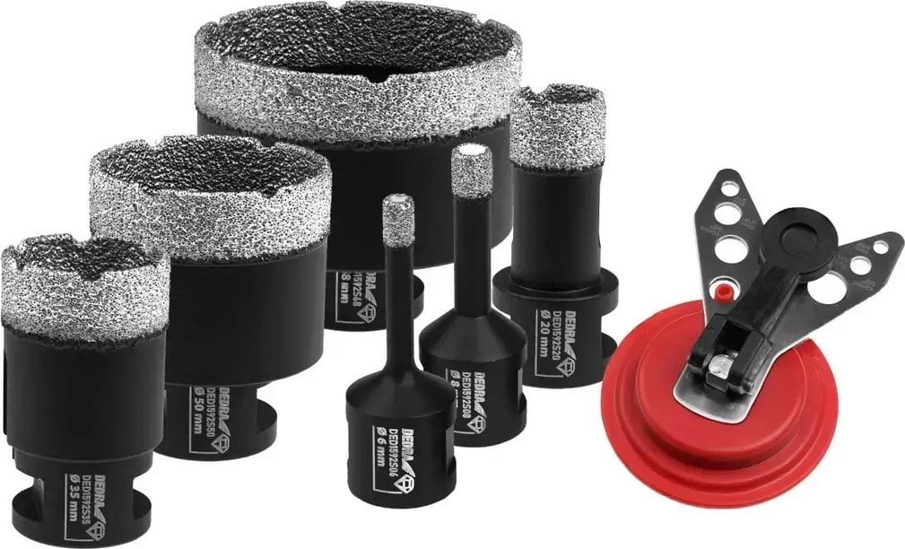 Dedra Zestaw koronek diamentowych VB 6,8,20,35,50,68mm, prowadnik