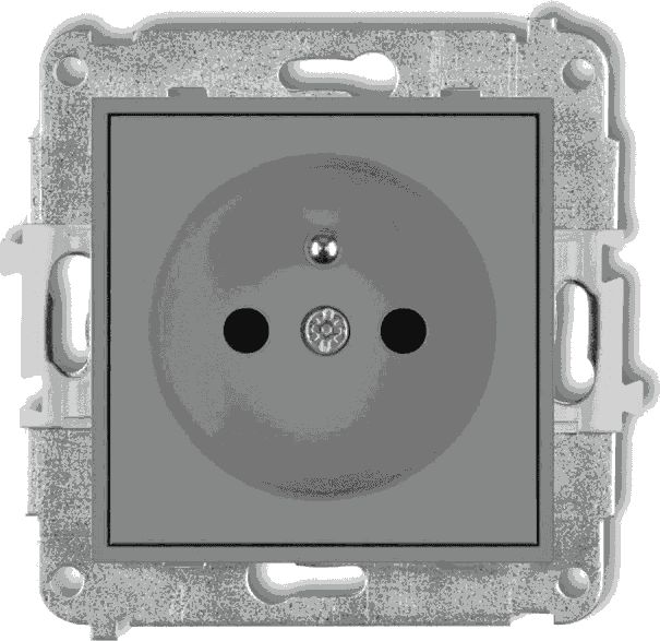 Karlik MINI Gniazdo pojedyncze z/u z przesłonami szary mat 27MGP-1zp