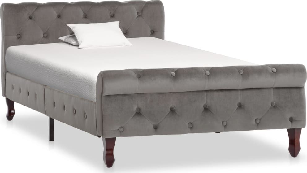 vidaXL Rama łóżka, szara, tapicerowana aksamitem, 100 x 200 cm