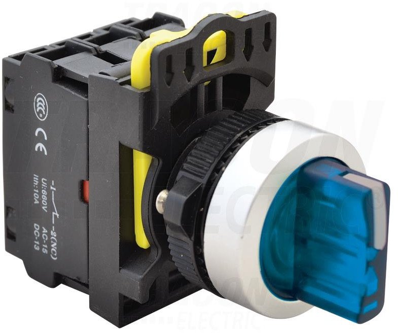 Przełącznik pokrętny podświetlany LED, trzystanowy sprężynowy NYK3-SL34B niebieski