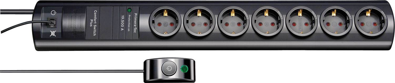 Listwa zasilająca Brennenstuhl Primera-Tec przeciwprzepięciowa 7 gniazd 2 m czarna (1153300467)