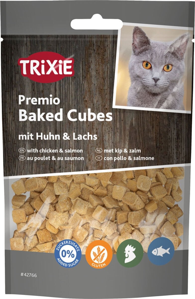 Trixie Premio Baked Cubes smakołyk dla kotów, kurczak i łosoś, 50g