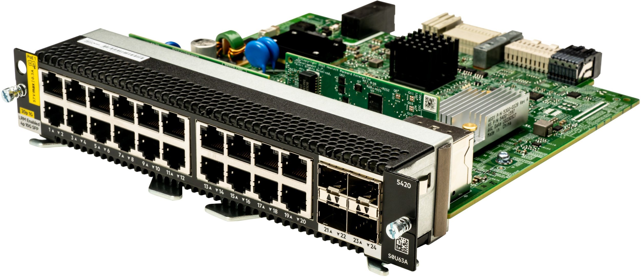 HPE Aruba Networking CX 5420 20p 10M/100M/1G Class4 PoE 4p SFP+ 1G/10G LRM Module - Switch - L3 - managed - 20 x 10/100/1000 (PoE Class 4) + 4 x 1 Gig
