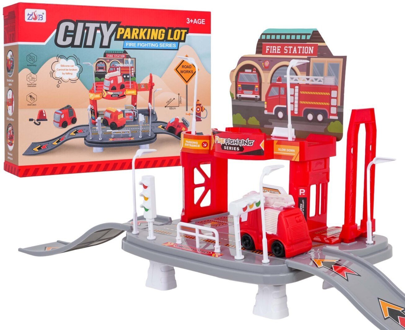 Zestaw Parking Straż Pożarna + Miękkie Pojazdy