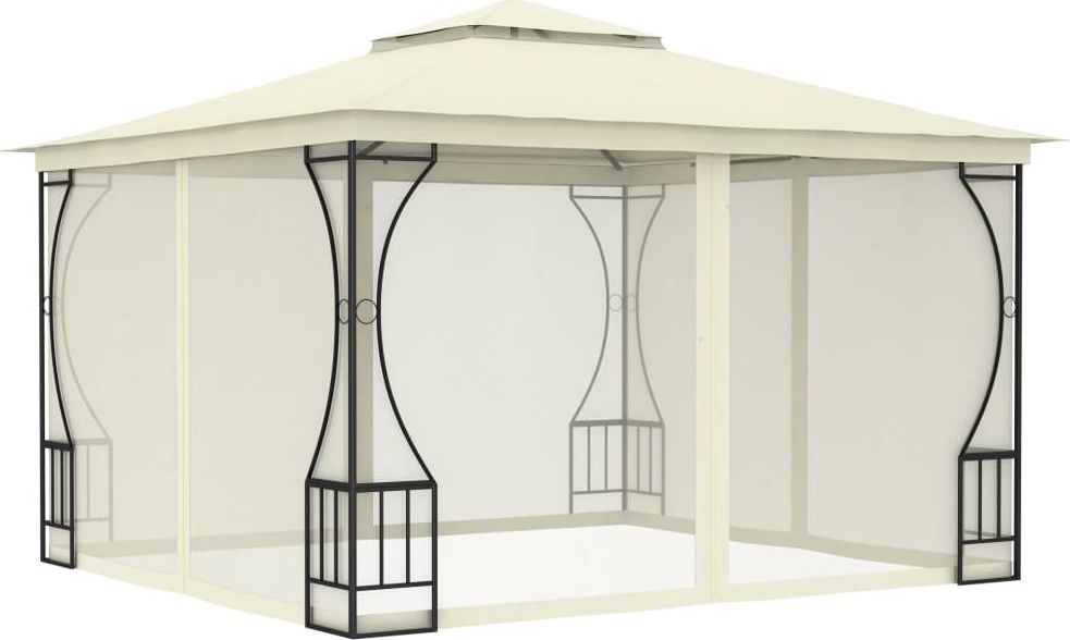 vidaXL VidaXL Altana ogrodowa z zasłonami, 300x300x265 cm, kremowa