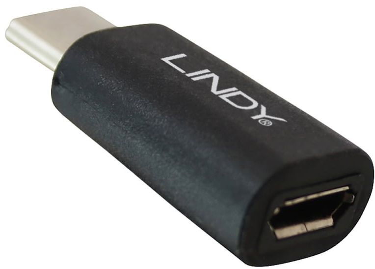 Adapter USB Lindy USB-C - microUSB Czarny (41896)