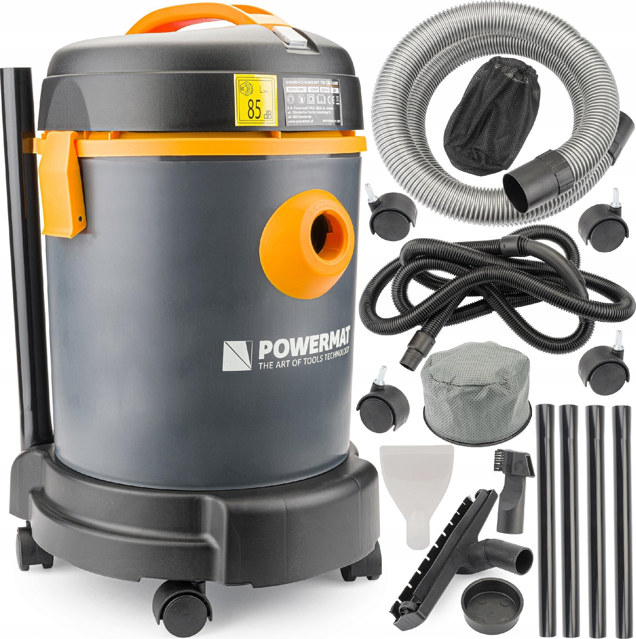 Odkurzacz przemysłowy Powermat ODKURZACZ WIELOFUNKCYJNY BASENOWY 1600W 25L 3W1