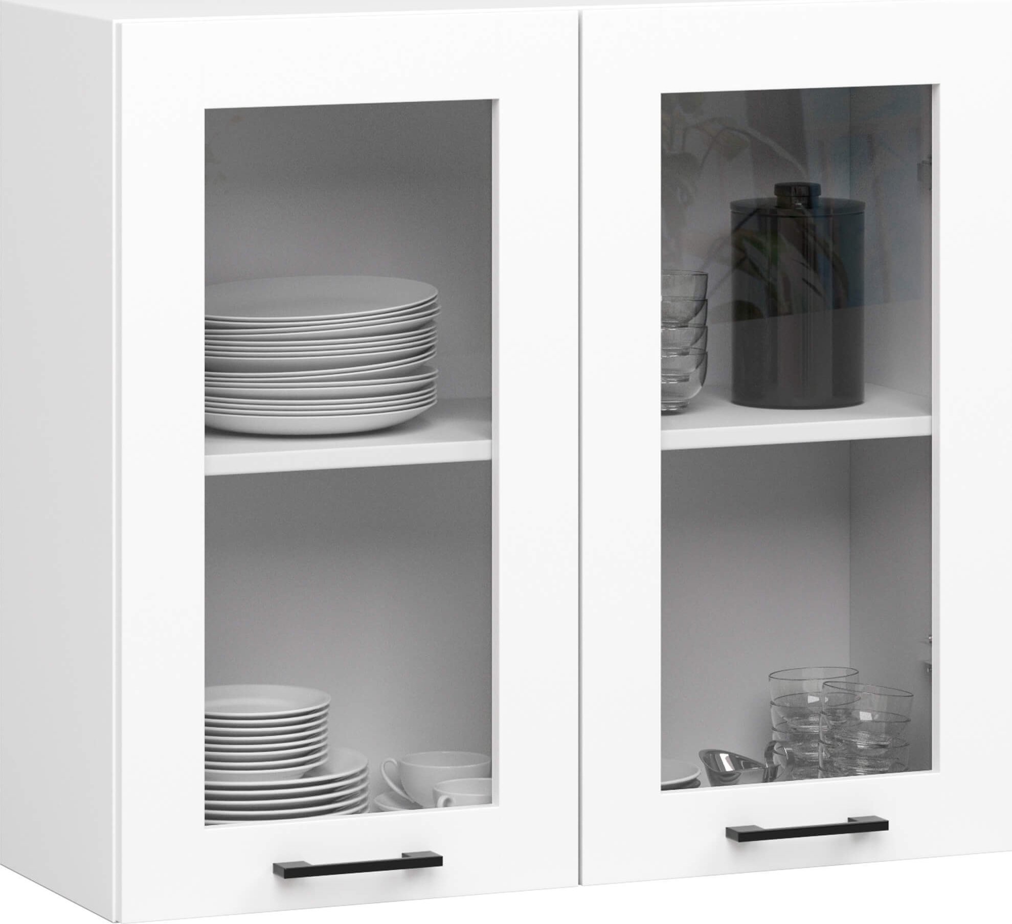 Fabryka Mebli Akord Szafka kuchenna OLIWIA witryna wisząca 80x72 cm 2 drzwi 2 półki - biała