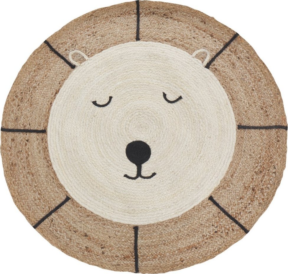 Beliani Dywan dziecięcy okrągły z juty miś ⌀ 120 cm beżowy KOVU