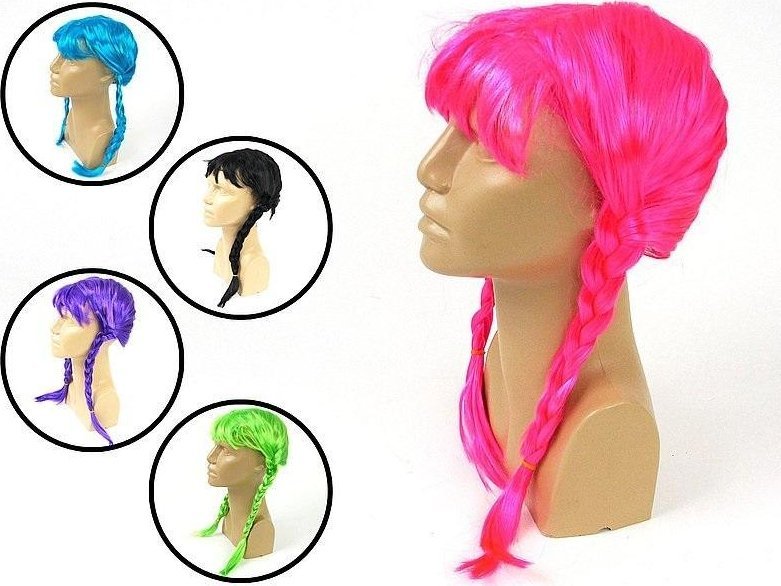 Peruka z warkoczami neonowa mix