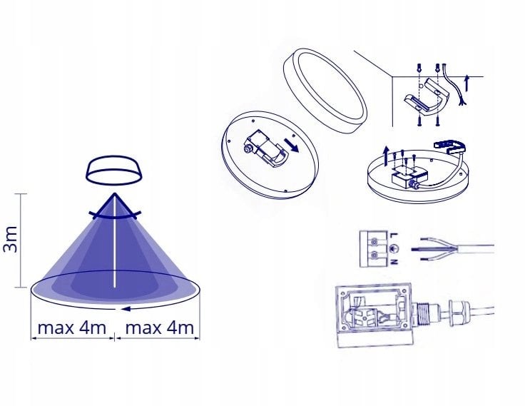 Plafoniera LED IPER LED 10W-NW-O-SE okrągła z czujnikiem ruchu 1200lm 4000K IP65 IK10 II kl. PZH 5 lat Gwar. biały 37298