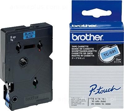 Brother Taśma TC-591 Laminowana 9mm BLACK ON BLUE