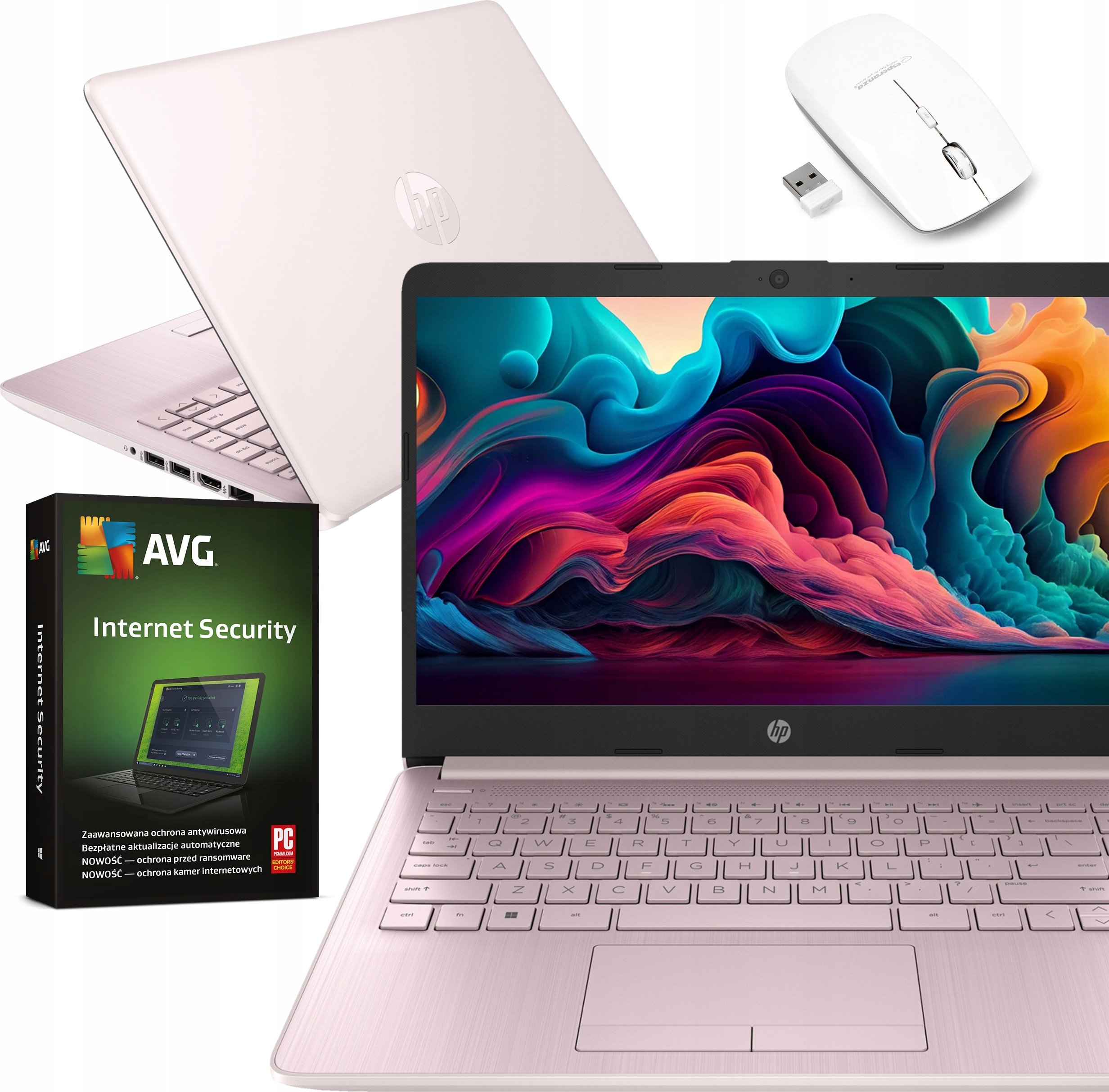 Piękny Różowy Laptop dla kobiety HP 14 Intel N4120 8GB RAM Intel UHD Win 11 5T9T7UA